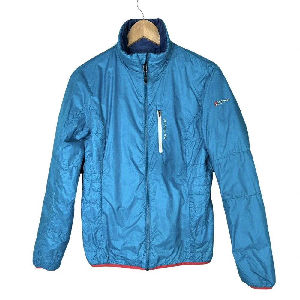 Ortovox Swisswool Reversible Womens Medium Wool Filled Jacket Blue Teal Red - Picture 2 of 10